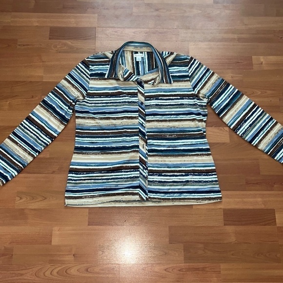 Bechamel women’s striped button down shirt with stretch Size Large - Picture 2 of 7